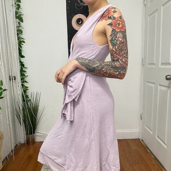 Red Valentino V-Neck Wrap Midi Dress Sleeveless Size XL Pink - Picture 4 of 7